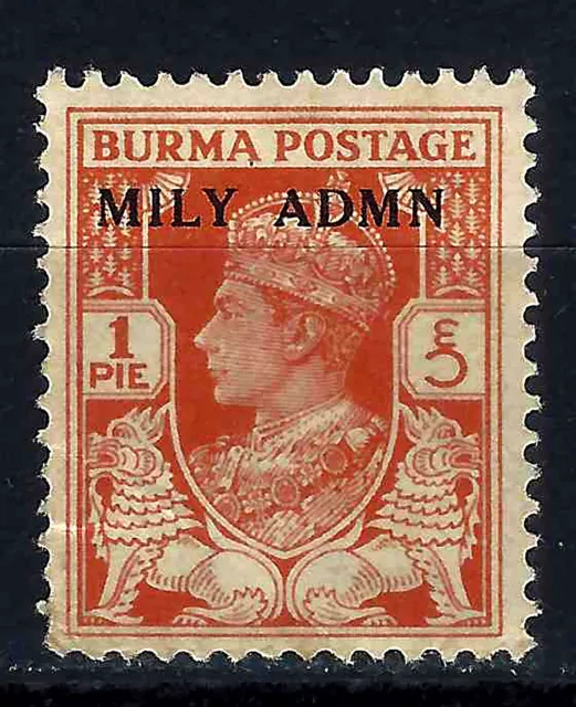 Burma Sc 35 / SG 35 Stamp - King George VI KGVI / MILY ADMN Overprint 1945