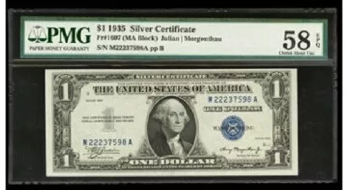 1935 $1 Silver Certificate Note Julian / Morgenthau PMG Choice UNC. 58 EPQ 740