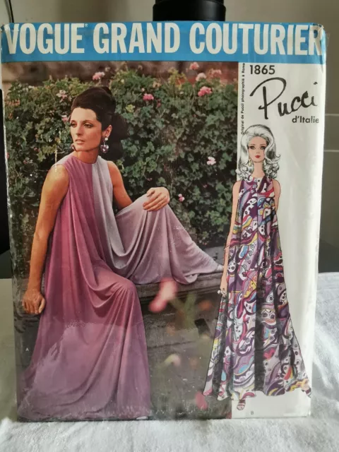 1865 Patron Vogue Vintage T French Pattern 1967 Pucci  Italie 40 Au 44