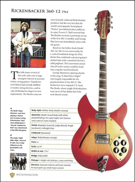 The Byrds Roger McGuinn Rickenbacker 360-12 + Electro Spanish guitar article
