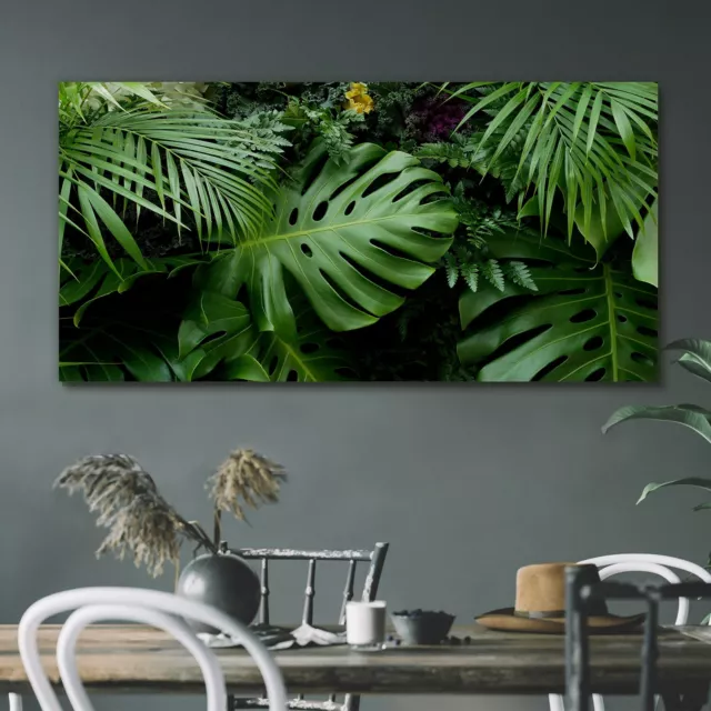 Tropical Jungle Leaves Canvas Print 120x60 Picture Ready to Hang Wall Art