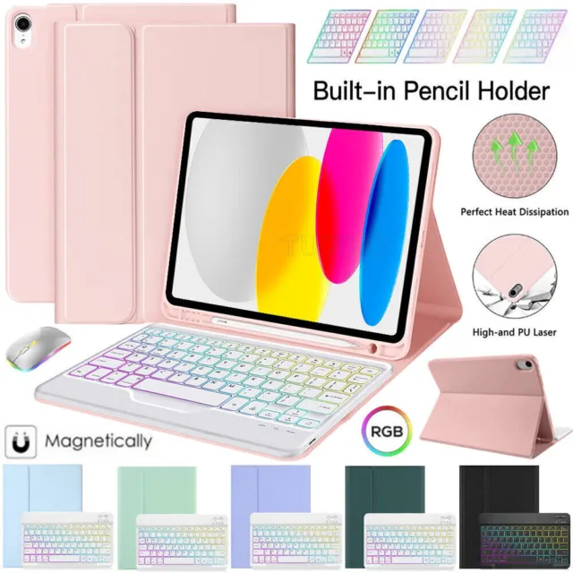 For iPad 10th Gen 10.9" 2022 Air 3/4/5 Pro 11" Backlit Keyboard Mouse Case Cover