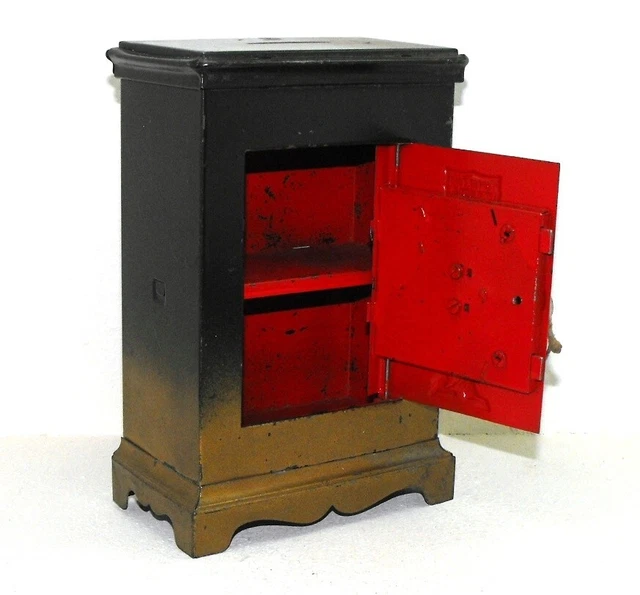 Rare Antique Safe Bank: Coffre Fort Tin Safe Bank, French, Key Combination