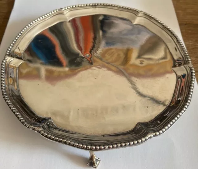 Georgian Solid Sterling Silver Salver Tray 18Cm J.carter, London 1774