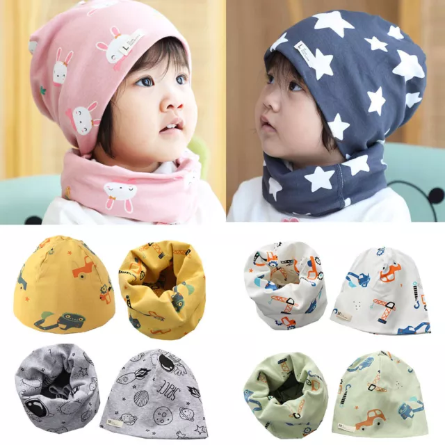 Baby Boys Girls Cotton Hat and Scarf Set Toddler Kids Cap Spring Autumn Beanie