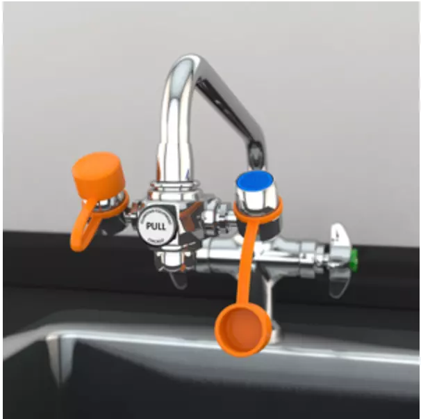 New - Guardian G1100 EyeSafe Faucet-Mounted Eyewash Station w/ 3" Outlet Heads