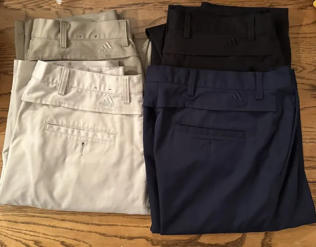 4 Pair Men’s Adidas ClimaCool Golf Pant - Tans, Black & Navy 34x32