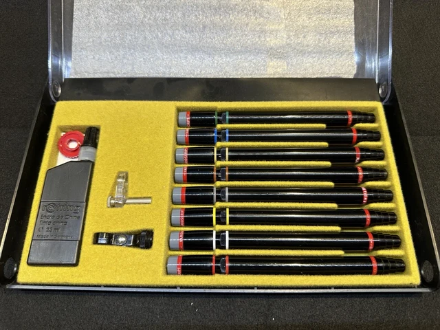 Rotring Varioscript 8 Pen Stencilling Set Plus 2 Stencils