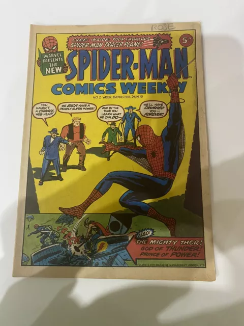 Stan Lee Presents Spider-Man Comics Weekly #2 Feb 24 1973 The Mighty Thor !