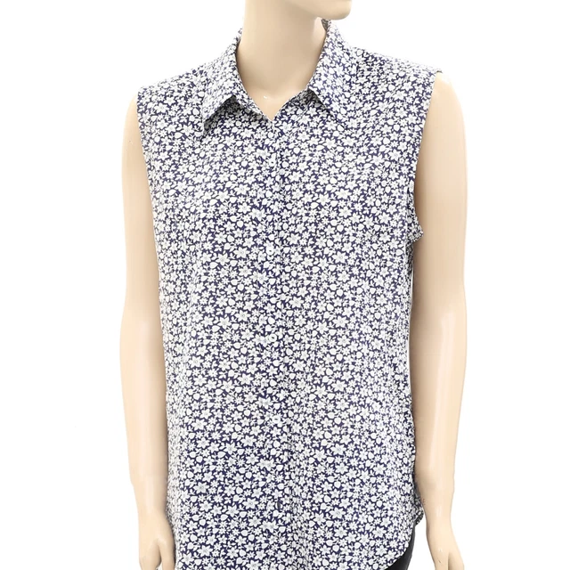Nili Lotan Imprimé Floral Réservoir Haut Chemisier Bouton vers le Bas Boho COTON 2