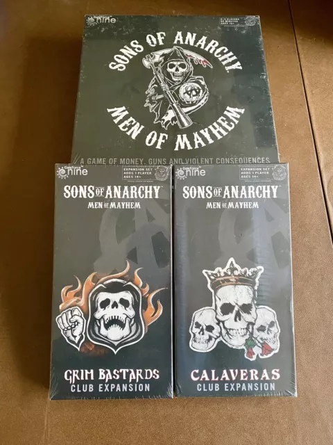 Sons Of Anarchy Board Game w/ Grim Bastards & Calaveras Expansions Sealed New