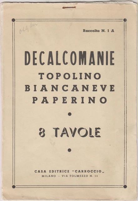 T) Libretto Decalcomanie Walt Disney Topolino Biancaneve Paperino