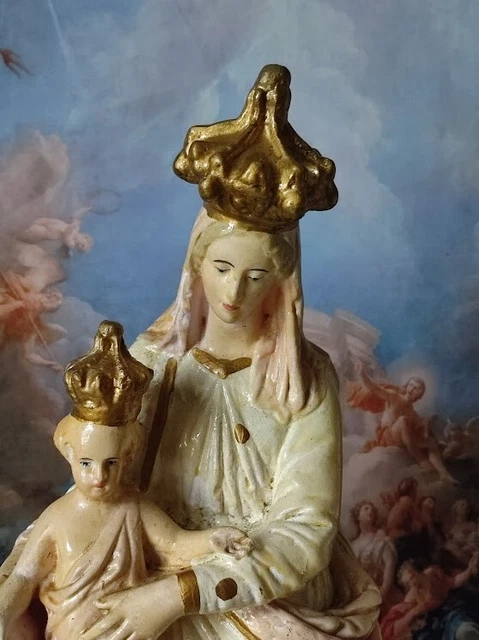 STATUE NOTRE DAME Des Victoires Vierge Marie En Platre Old Our Lady Of ...