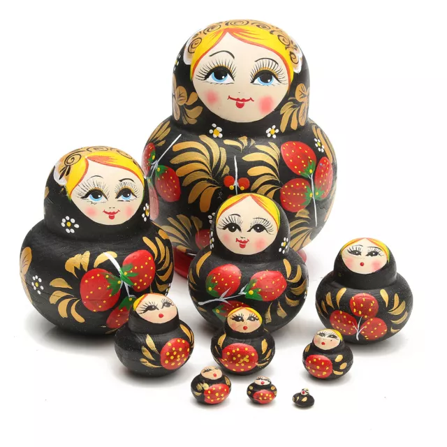 10Pcs Hand Painted Russian Nesting Wooden Dolls Matryoshka Birthday Toys Gifts