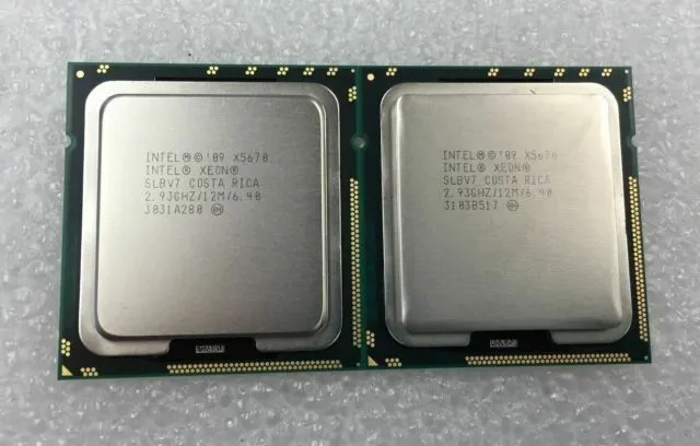 Matching pair Intel Xeon X5670 2.93 GHz 6 Cores SLBV7 LGA1366 6.4 GT/s QPI CPU