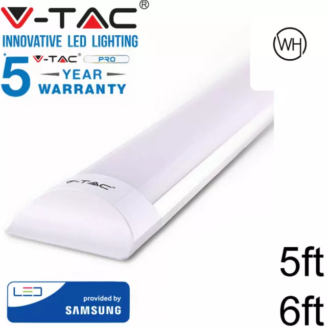 V-Tac LED Batten Tube Light Slim Fitting White 6400K VTAC