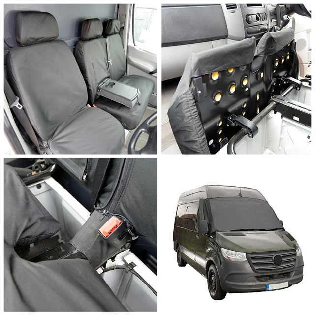 Housses De Siège Auto 2+1 Grises Pour Mercedes Sprinter W906 / VW Crafter - Polyester Lavable - Neuf
