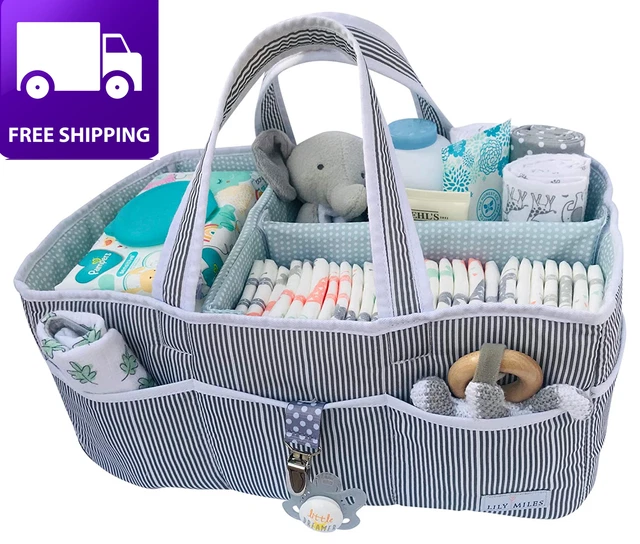 Baby Diaper Caddy - Large Organizer Tote Bag for Infant Boy or Girl - Baby Showe 9