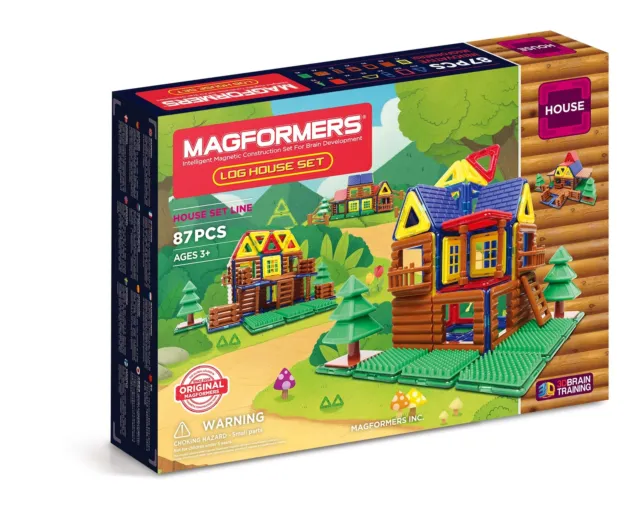 NEW: Magformers Log Cabin Toy Set Set of 87 Pieces! New in Box.