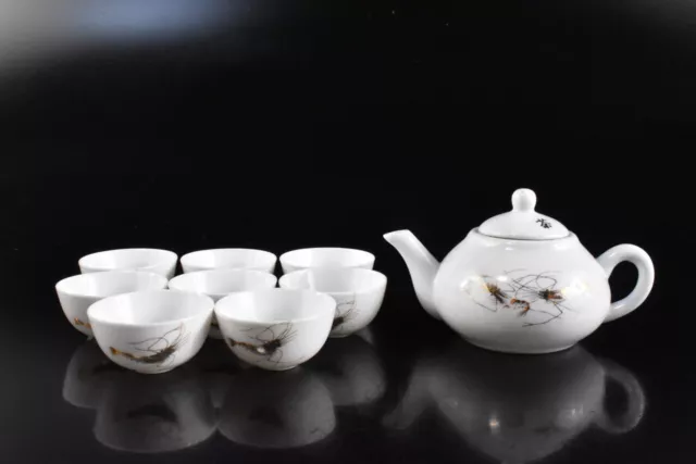 M7736:Chinese Colored porcelain Gold paint Muffle painting TEAPOT & CUPS, auto