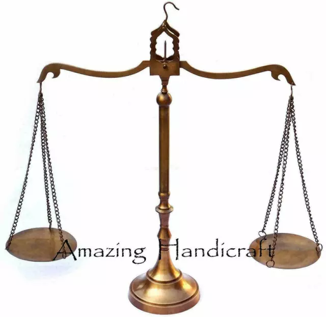 Nautical Balance Scale Antique Brass Weight & Measure Justice Lawyer Office 23"