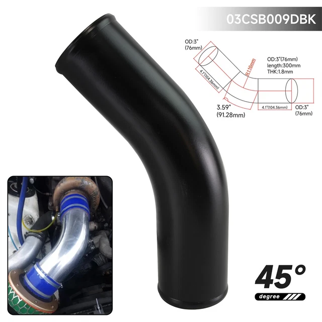 UNIVERSAL 76MM 3& inch 45 Degree Aluminum Turbo Intercooler Pipe Piping ...