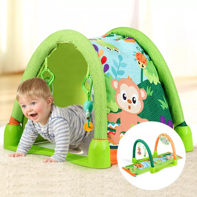 4-in-1 Activity Gym Play Mat Baby Activity Center w 3 Hanging Educational Toys