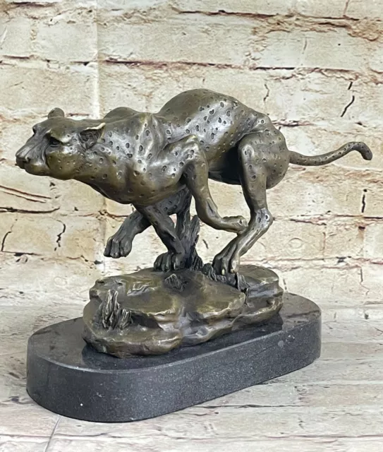 Hot Cast Miguel Lopez" Art Modern Bronze Cougar Large Cat Sculpture Figurine