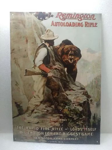 Remington ~Autoloading Rifle Bear Mountain Hunting Metal Sign ~1993 ~16" x 11"