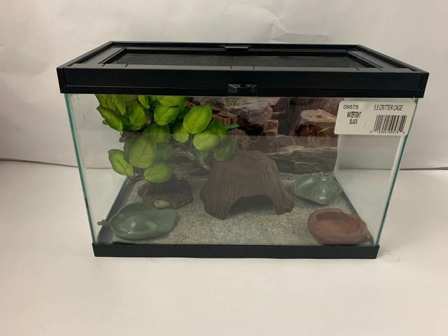 1.5 gal / 5.5L Aquarium Fish Tank for Home Office w/ 5 Tank Pieces, Screen Lid