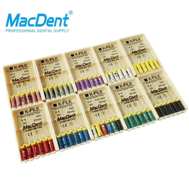MacDent Dental SST Endodontic K-Files Root Canal Hand Use File 25mm 6 Pcs/Pack