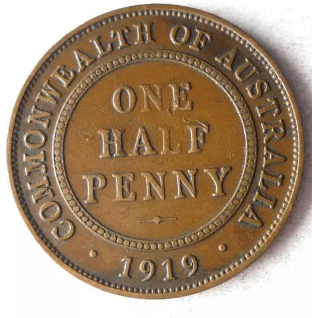1919 Australie 1/2 Penny - Grand Pièce de Monnaie Australie Poubelle #B