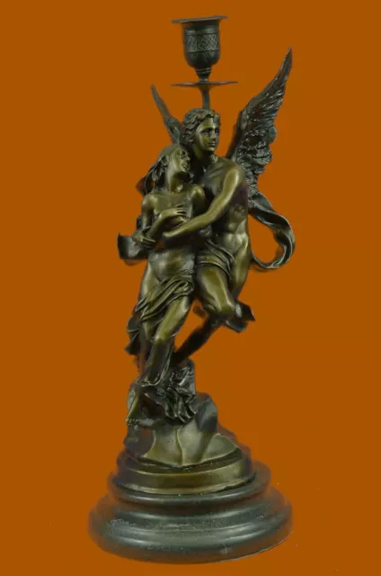 Art Decorativo Mármol Bronce Escultura Ángel "Psique Y Eros "Estatua Figura