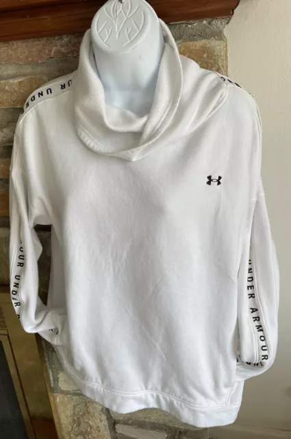 Under Armour Sweatshirt Women’s XL/TG/EG White Taped Fleece Funnel Neck L.Sleeve