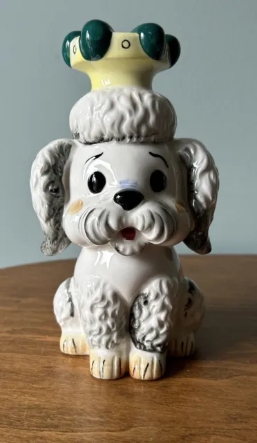 Vintage Coin Bank Dog White Poodle Crown King Retro KITSCH Made in Japan