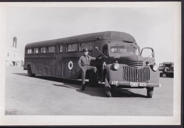 WORLD WAR II US Army Ford Trailer Bus ASF 1986 SCU vernacular photo ...