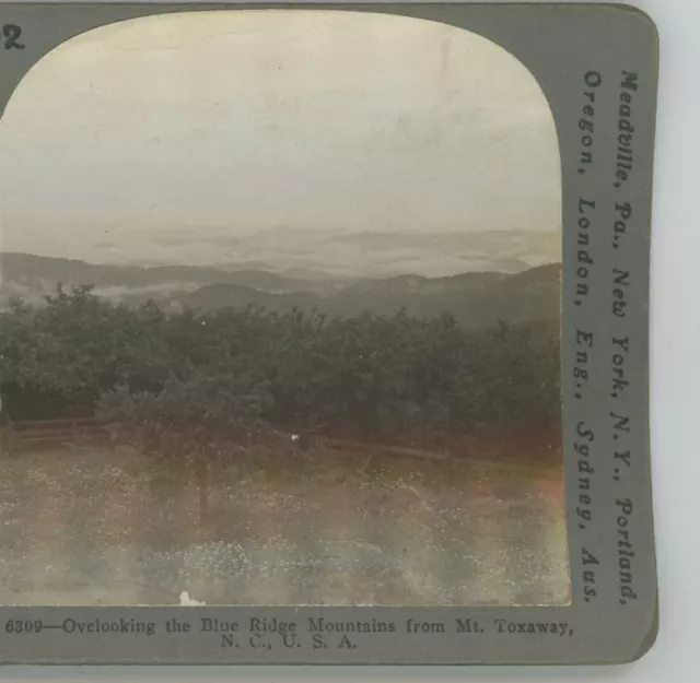 Blue Ridge Mountains from Mt Toxaway North Carolina NC Keystone Stereoview