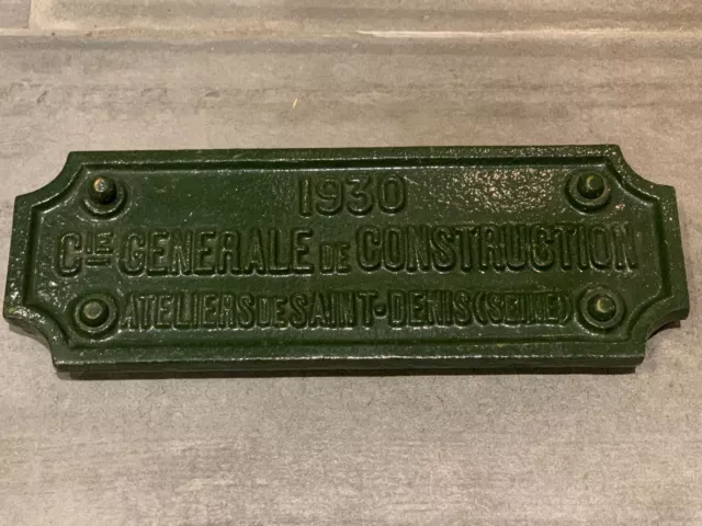plaque constructeur voiture voyageur  Chemin De Fer SNCF metro sprague 1930