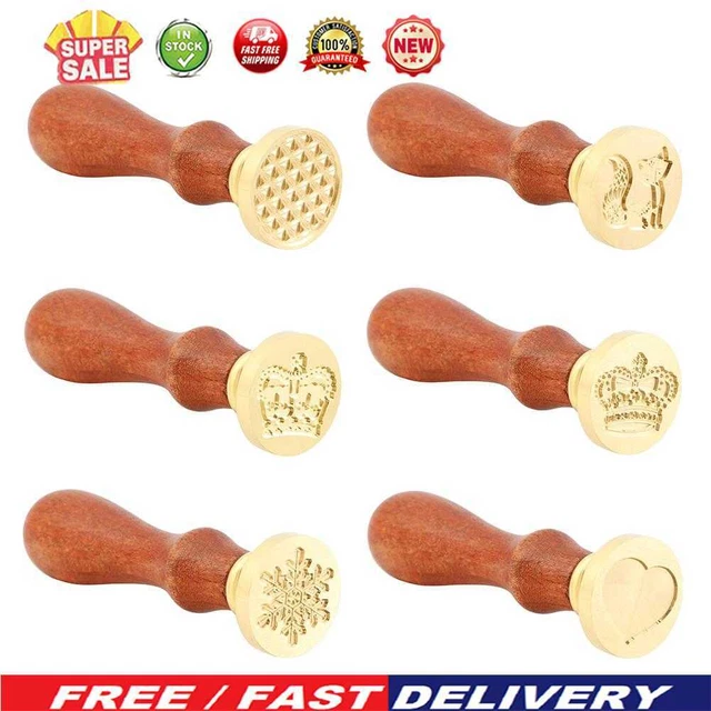 Sello vintage de sellado de cera mango de madera sello cabeza de latón para invitación de boda