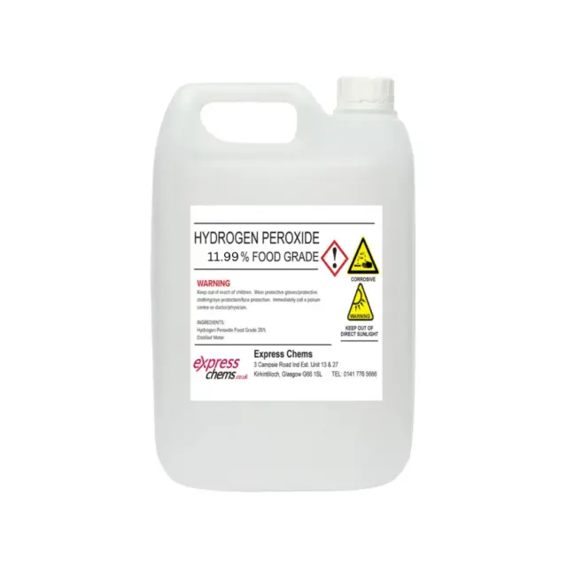 5 Litre (5L) Hydrogen Peroxide 11.99% Food Grade Disinfectant Cleaner Solution.