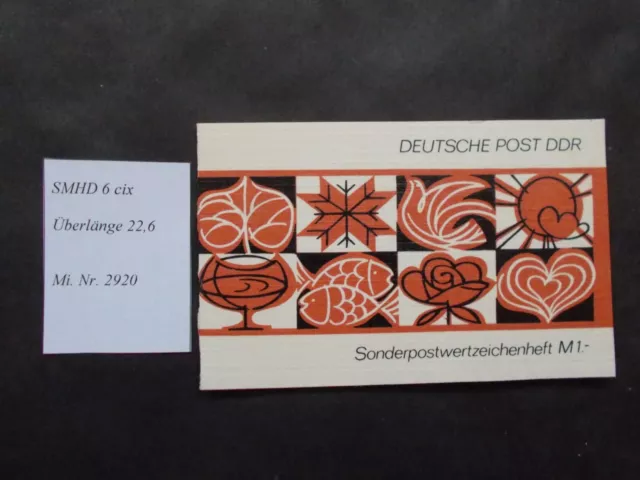 DDR Sondermarkenheftchen 6 cix mit N 10 und 10 mal Mi. Nr. 2920. Postfr.