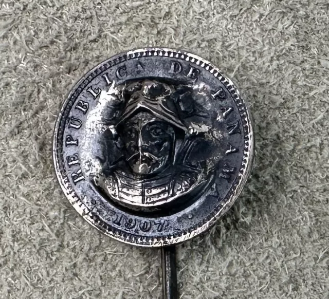 1907 Panama Medio Centesimo De Balboa Coin Stickpin