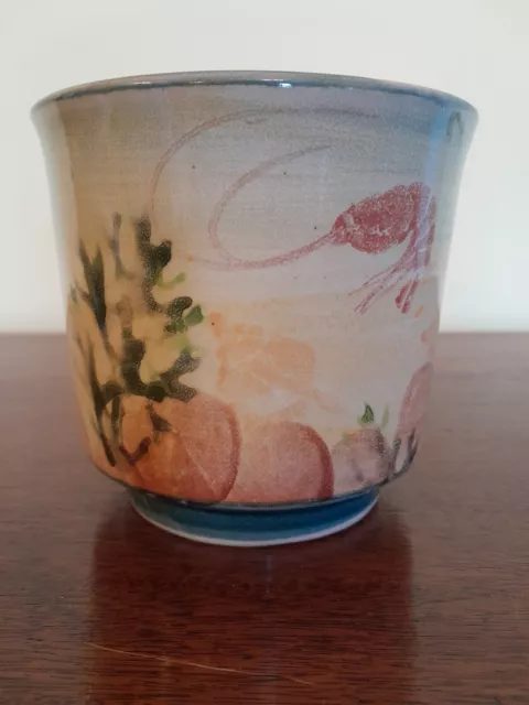 Tain Pottery (Highlands Scotland) Hand Painted 4.5" Vase - Underwater/Sea Design