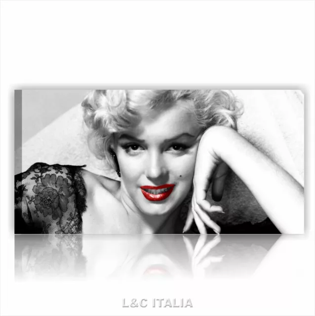 Marilyn labbra rosse 1 QUADRO MODERNO 90x45 STAMPA TELA ARREDAMENTO CASA UFFICIO