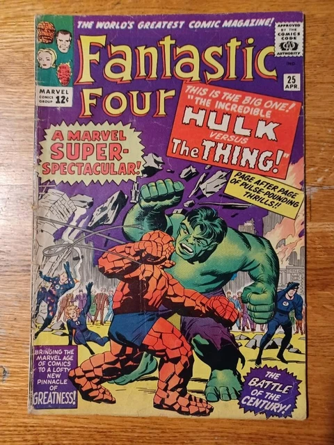 Fantastic Four 25 Marvel 1964 Hulk vs The Thing Silver Age Super Key Issue