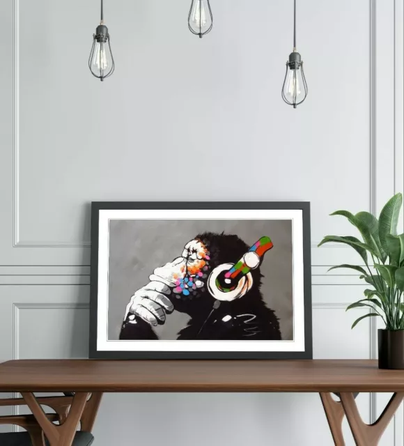 Monkey Dj Banksy Street Art Framed Poster Picture Print Artwork -  Gorilla