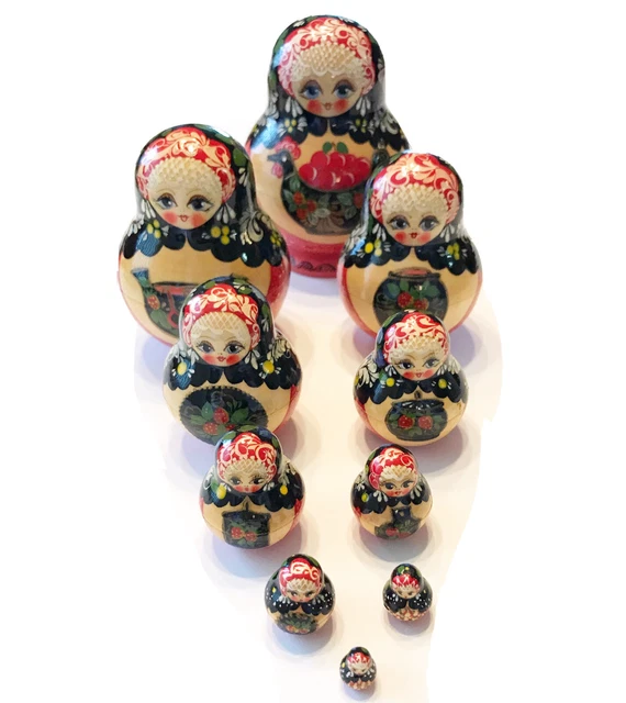 VTG RUSSIAN MATRYOSHKA Nesting Doll Ceprueb Nocag Hand Painted