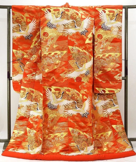 Japanese Kimono Uchikake Luxurious Wedding Pure Silk crane pattern from japan