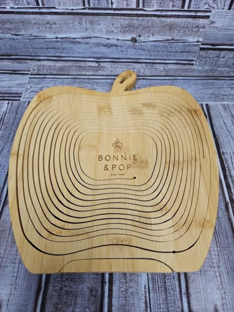 Bonnie and Pop Bamboo 3-D Apple Shaped Collapsible Basket Charcuterie Board