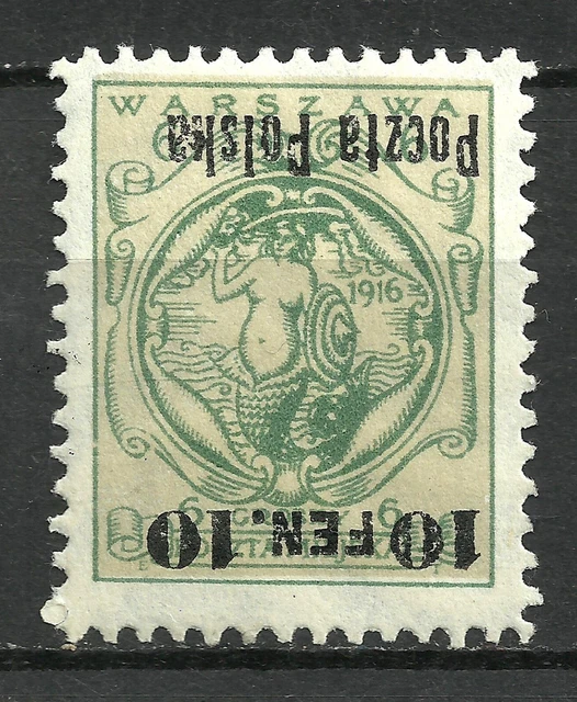 POLAND 1918 Fi.3 ** error INVERTED  Mint Never Hinged **  signiert